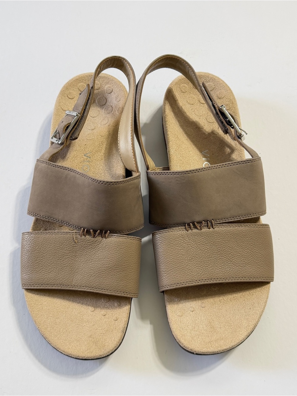 Vionic Taupe Double-Strap Slingback Sandals